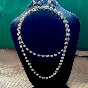 Silver grey pearl like necklace, handmade